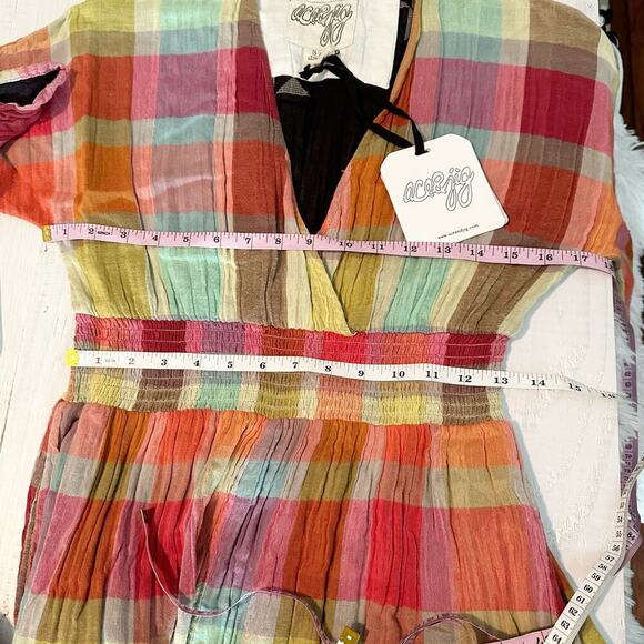 ace & jig Dani V Neck Cotton Plaid Midi Dress Size Small Wish - Picture 8 of 13